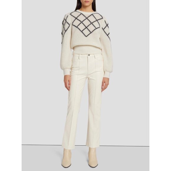 7 For All Mankind Faux Leather Kick Flare Pants Office Business Work Cream 23 - Picture 12 of 12